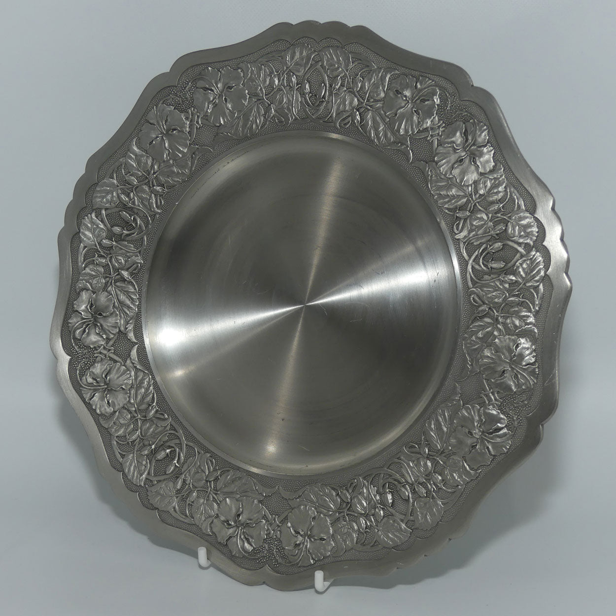 Tumasek Pewter floral decorated display plate