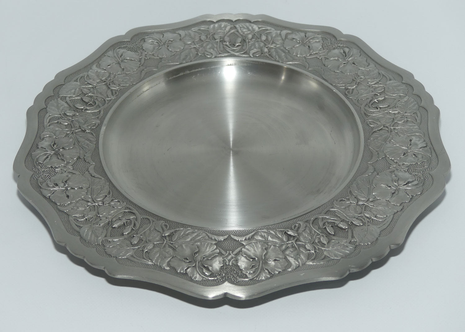 Tumasek Pewter floral decorated display plate