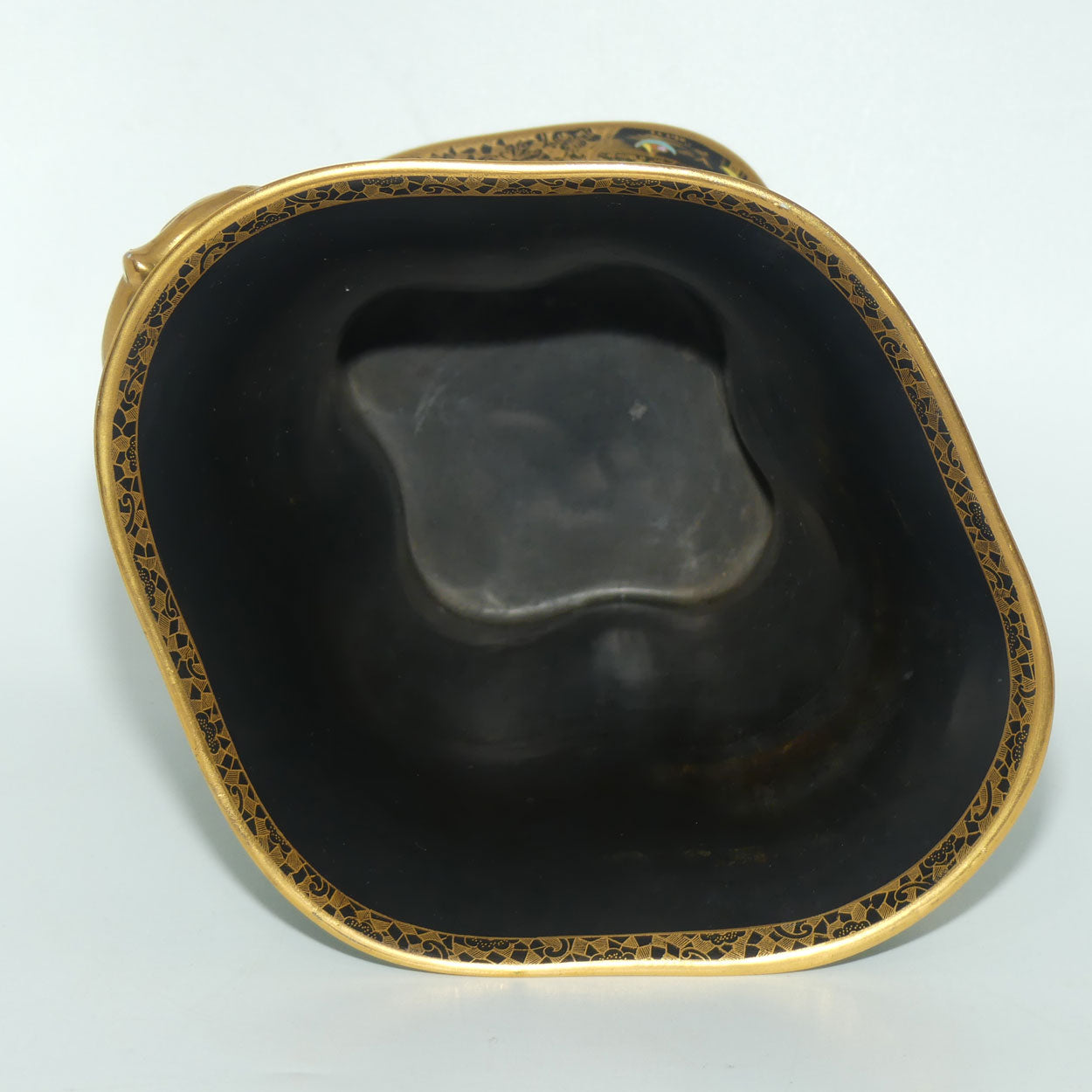 W & R Carlton Ware Temple pattern on Green Ground Don twin handle vase