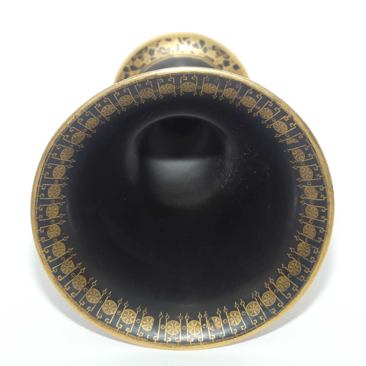 W & R Carlton Ware Temple pattern trumpet vase with Red Orange ground and Black band | Pattern 2880 | 15.5cm tall