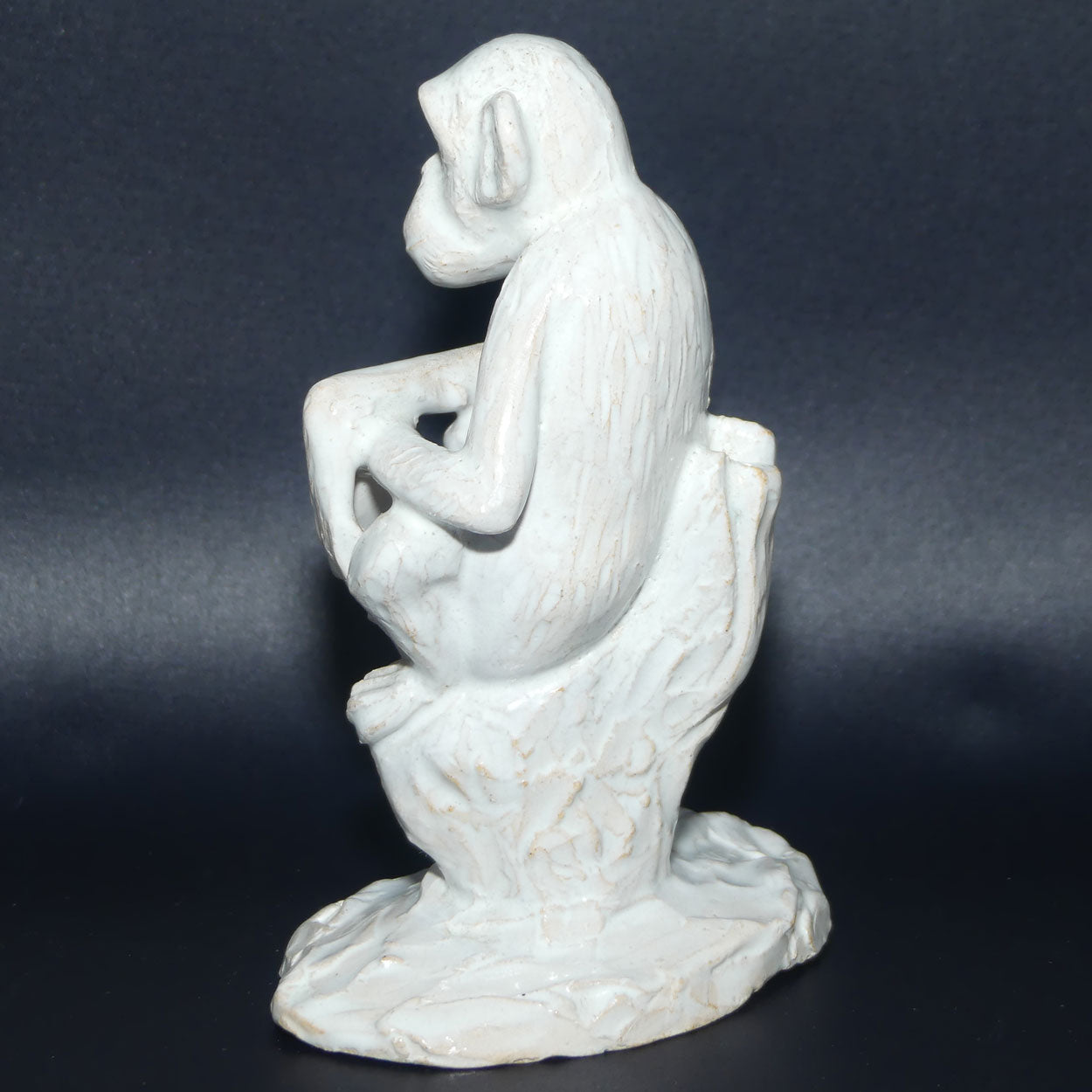 Vintage White Glazed on Terracotta Seated Monkey
