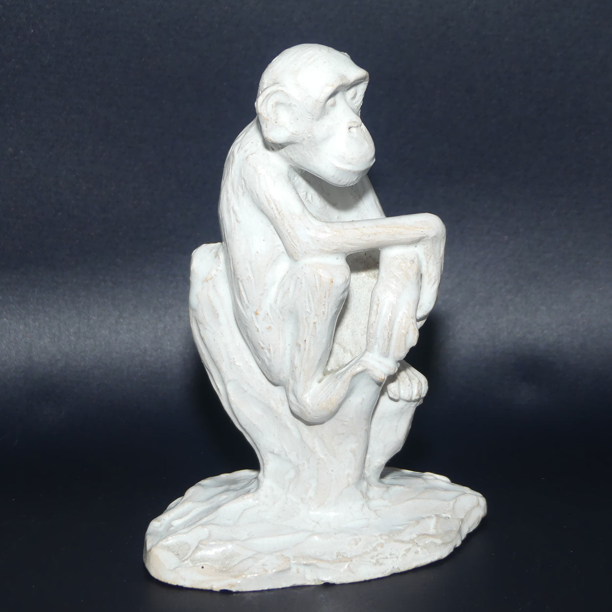 Vintage White Glazed on Terracotta Seated Monkey
