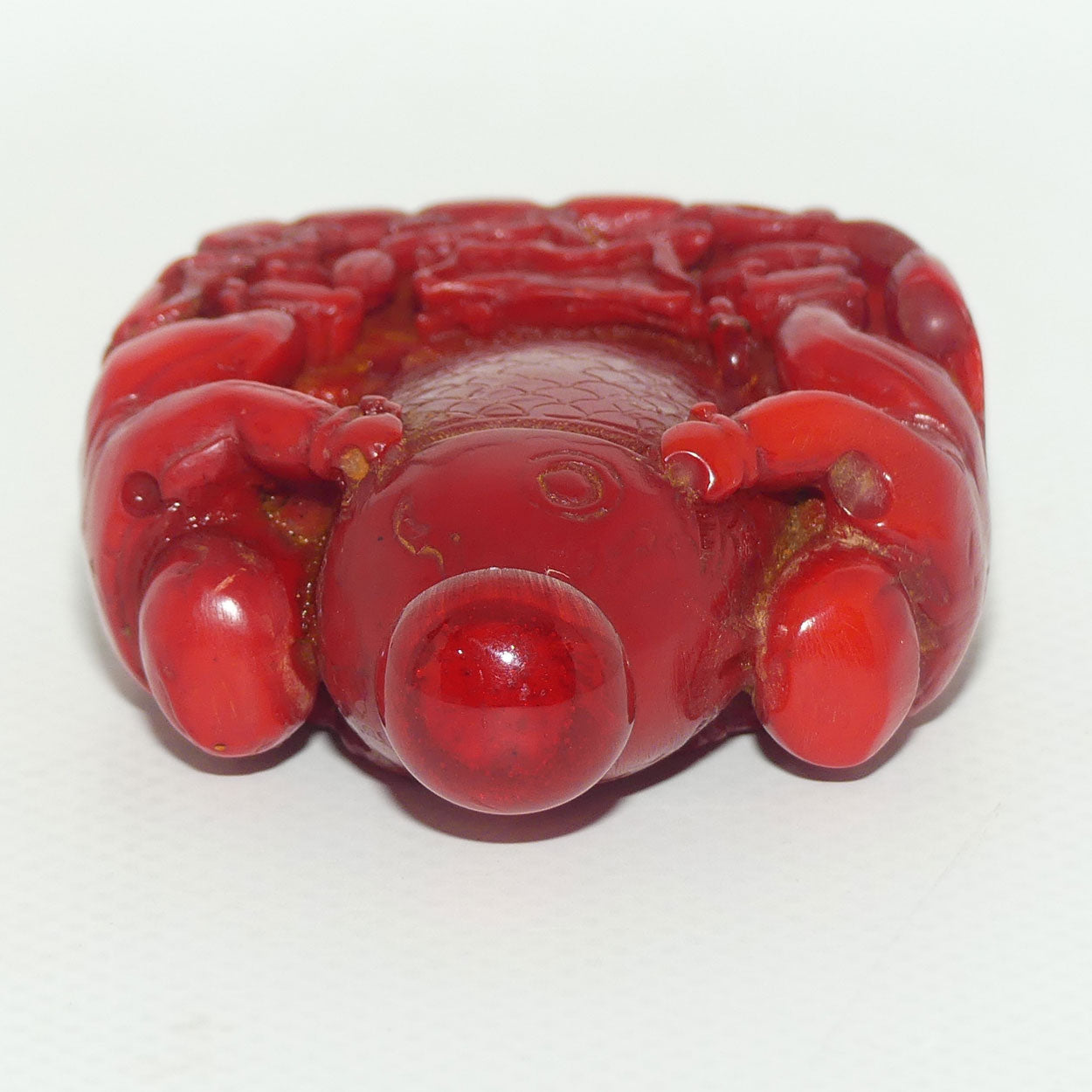 Cinnabar Snuff Bottle | Two Men Posing with a Big Catch