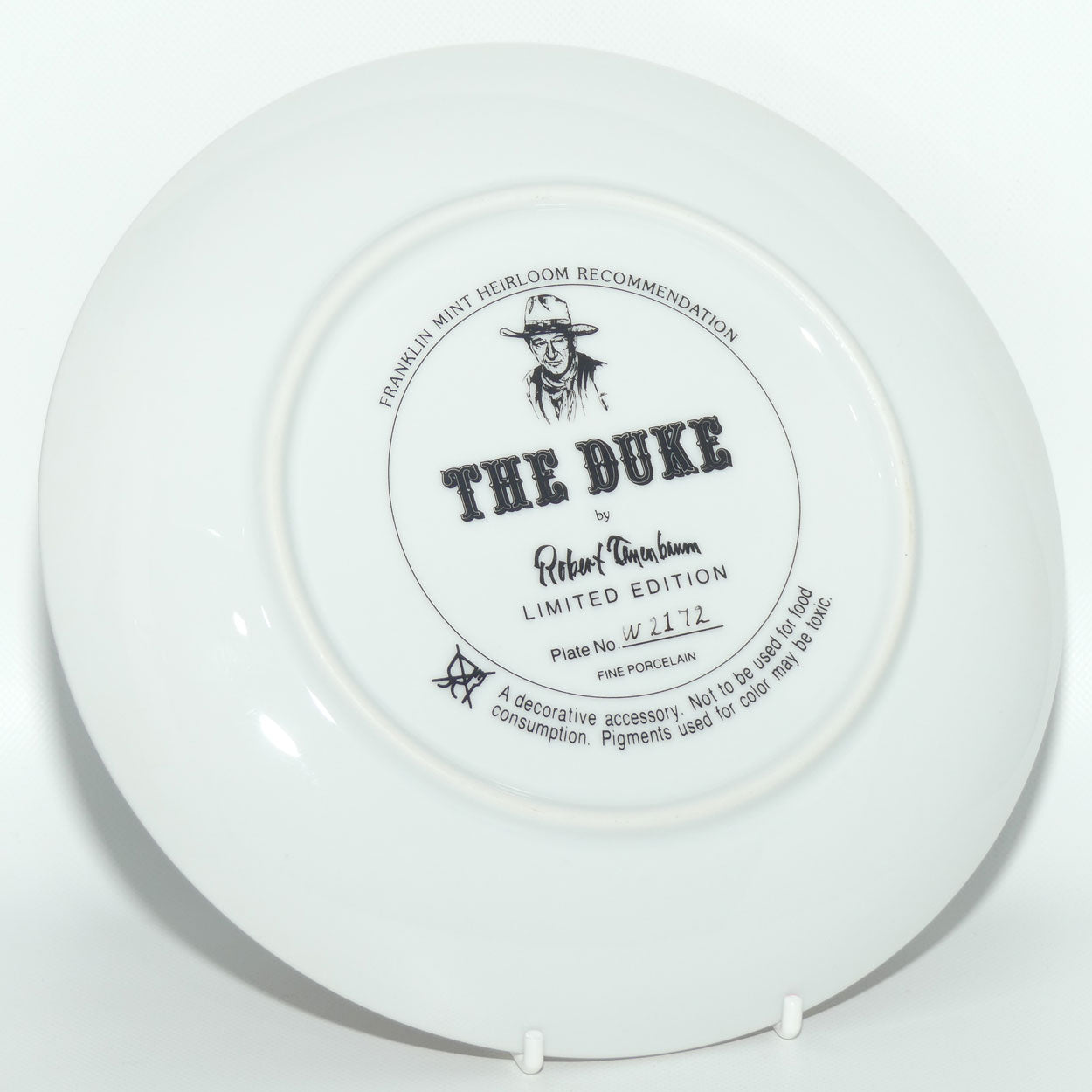 Franklin Mint Heirloom plate | John Wayne | The Duke