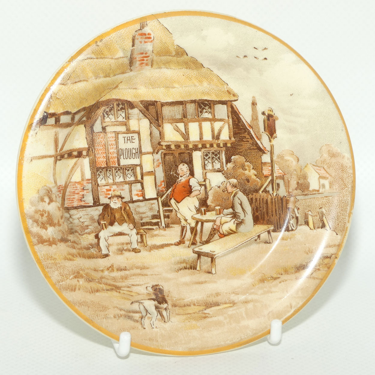 New Hall Hanley dish | English Country scene depicting The Plough Inn