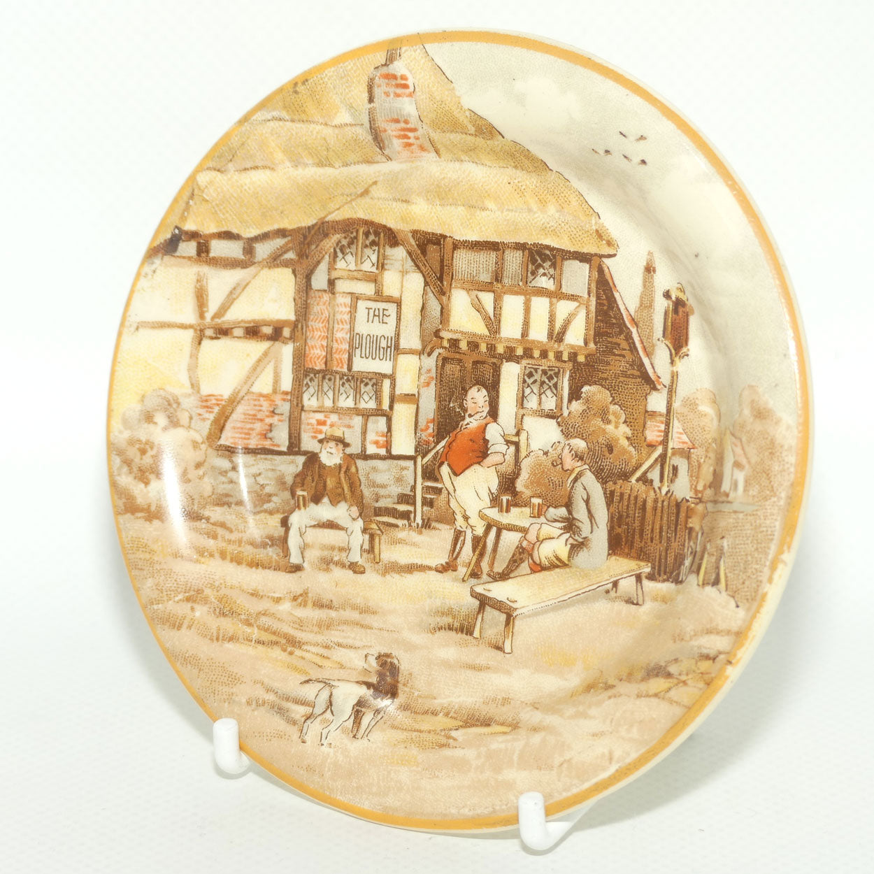 New Hall Hanley dish | English Country scene depicting The Plough Inn