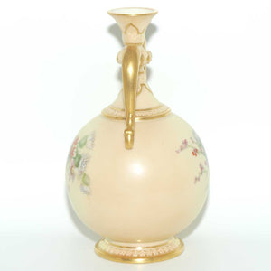 Royal Worcester Blush Ivory hand painted thistle bulbous handled vase