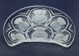 Lalique France crescent shaped dish | Scotch Thistle pattern