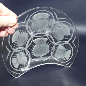 Lalique France crescent shaped dish | Scotch Thistle pattern