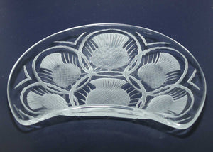 Lalique France crescent shaped dish | Scotch Thistle pattern