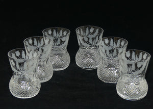 Edinburgh Crystal Thistle pattern set of 6 Old Fashioned Tumblers | 10cm | 275ml