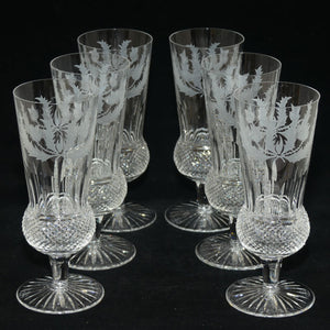 Edinburgh Crystal Thistle pattern set of 6 tall Champagne flutes | 17.5cm | 200ml