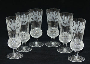 Edinburgh Crystal Thistle pattern set of 6 tall Champagne flutes | 17.5cm | 200ml