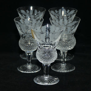 Edinburgh Crystal Thistle pattern set of 5 Sherry | Wine Glasses | 11cm | 60ml