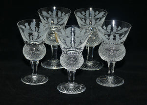 Edinburgh Crystal Thistle pattern set of 5 Sherry | Wine Glasses | 11cm | 60ml