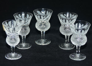 Edinburgh Crystal Thistle pattern set of 5 Sherry | Wine Glasses | 11cm | 60ml