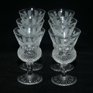 Edinburgh Crystal Thistle pattern set of 6 Sherry | Wine Glasses | 11cm | 60ml