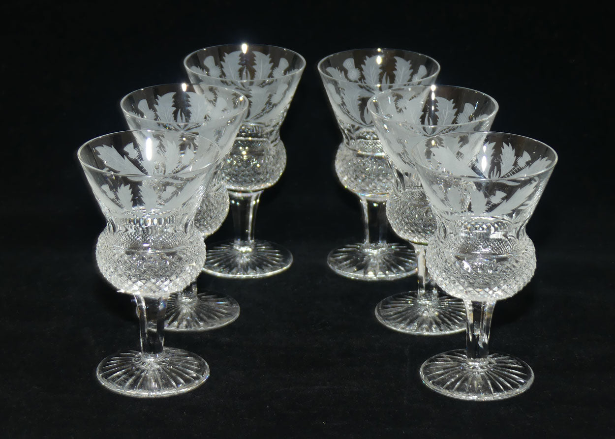 Edinburgh Crystal Thistle pattern set of 6 Sherry | Wine Glasses | 11cm | 60ml