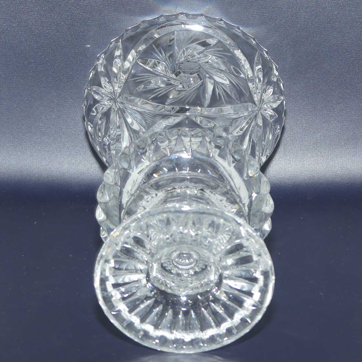 Heavy Crystal Thistle shape vase with pinwheel decoration