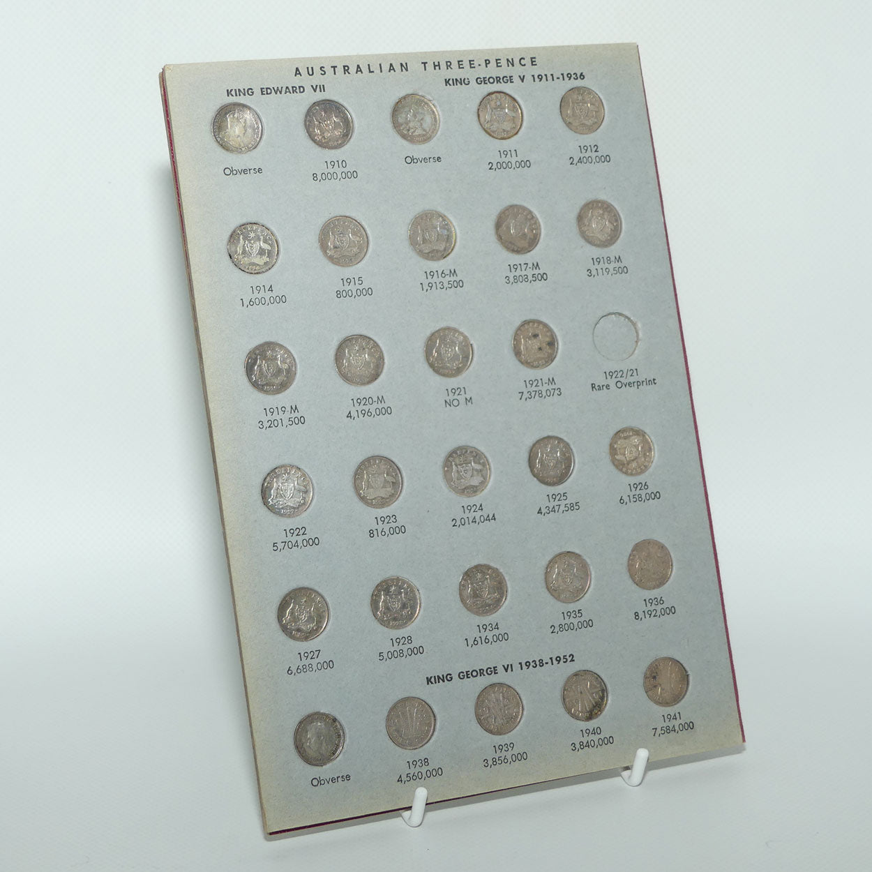 Hendo Australian Coin Album | Three Penny Set Complete but no 1922/21 overprint