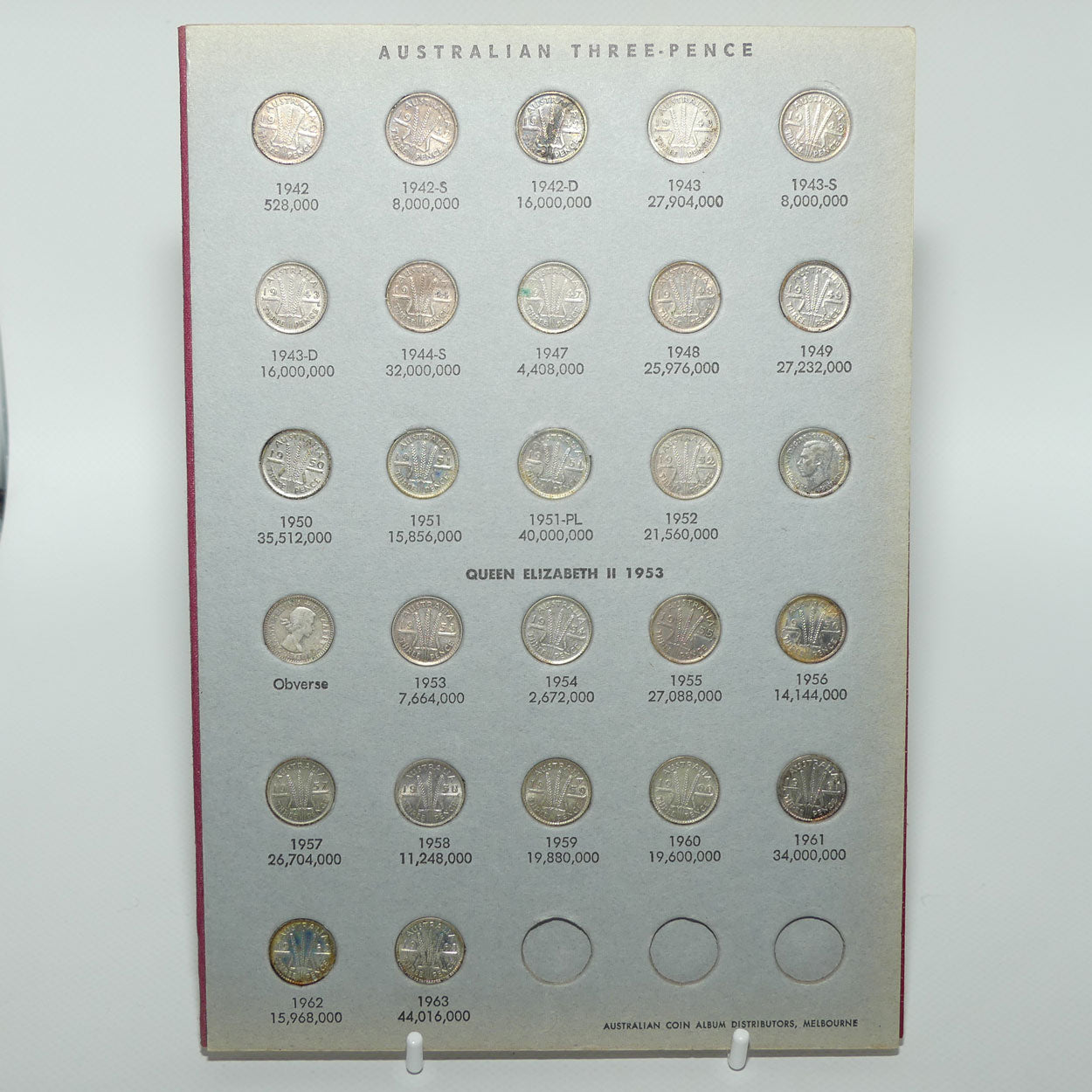 Hendo Australian Coin Album | Three Penny Set Complete but no 1922/21 overprint