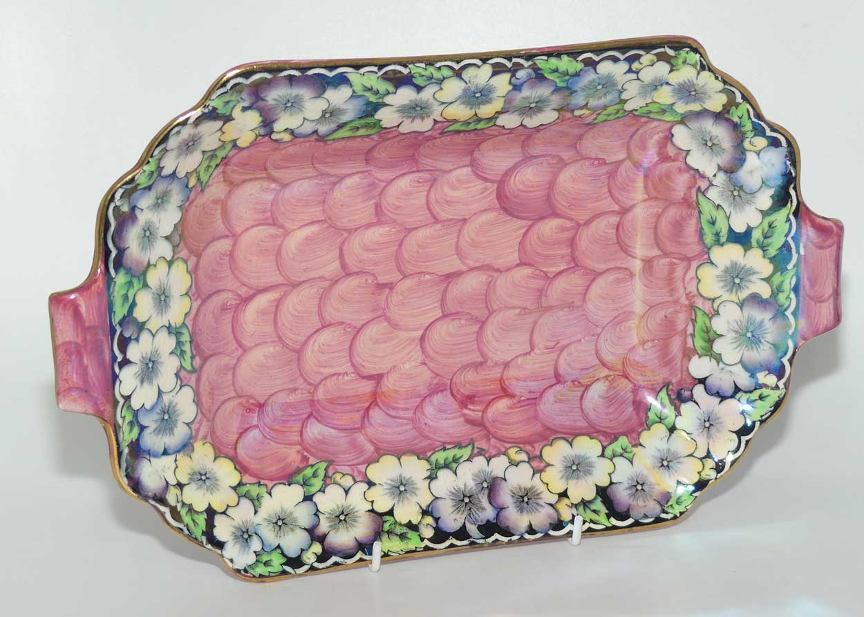 Maling Lustre Floral tab handle bowl | Garland pattern with Pink Thumb Print | 6451