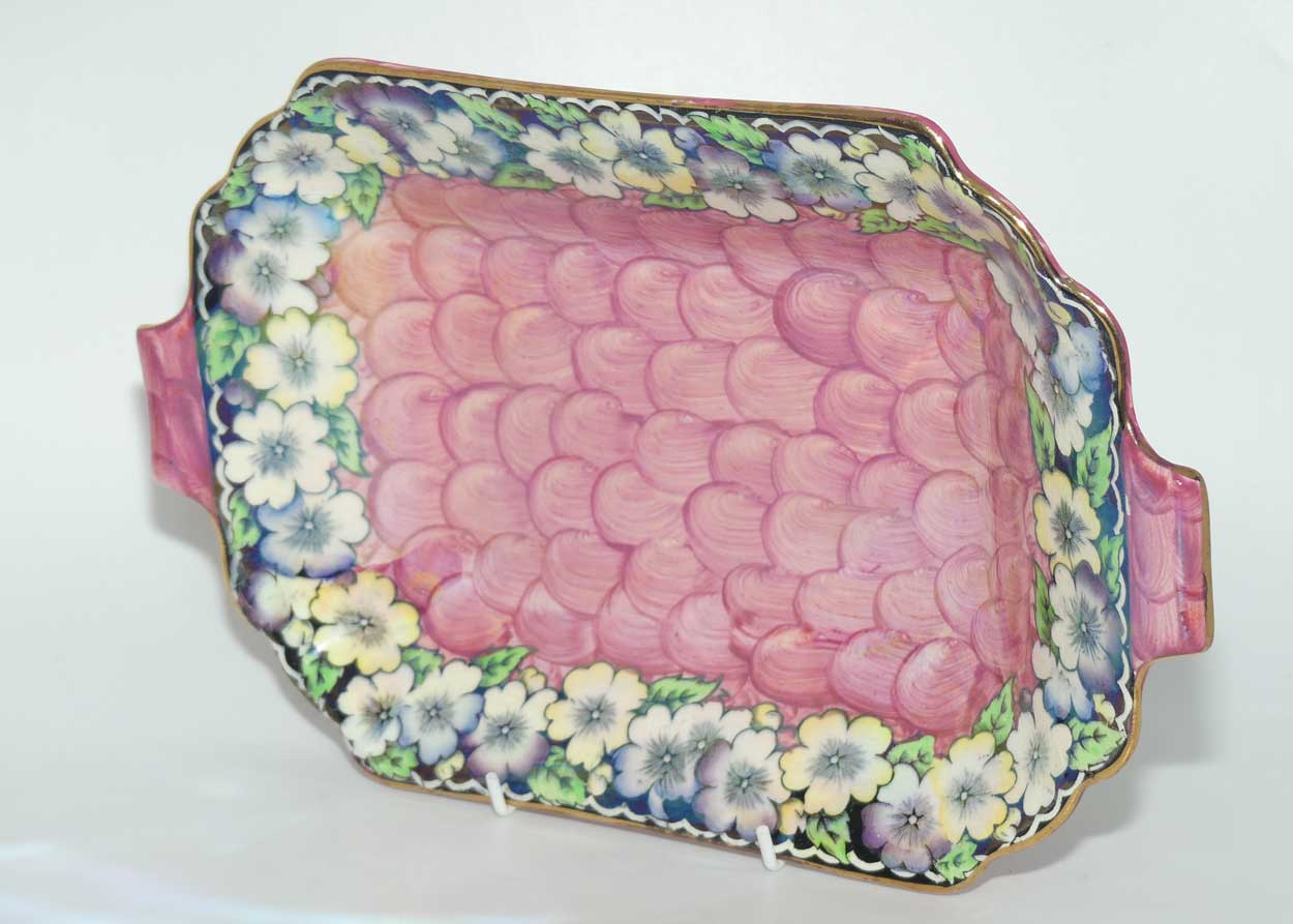 Maling Lustre Floral tab handle bowl | Garland pattern with Pink Thumb Print | 6451