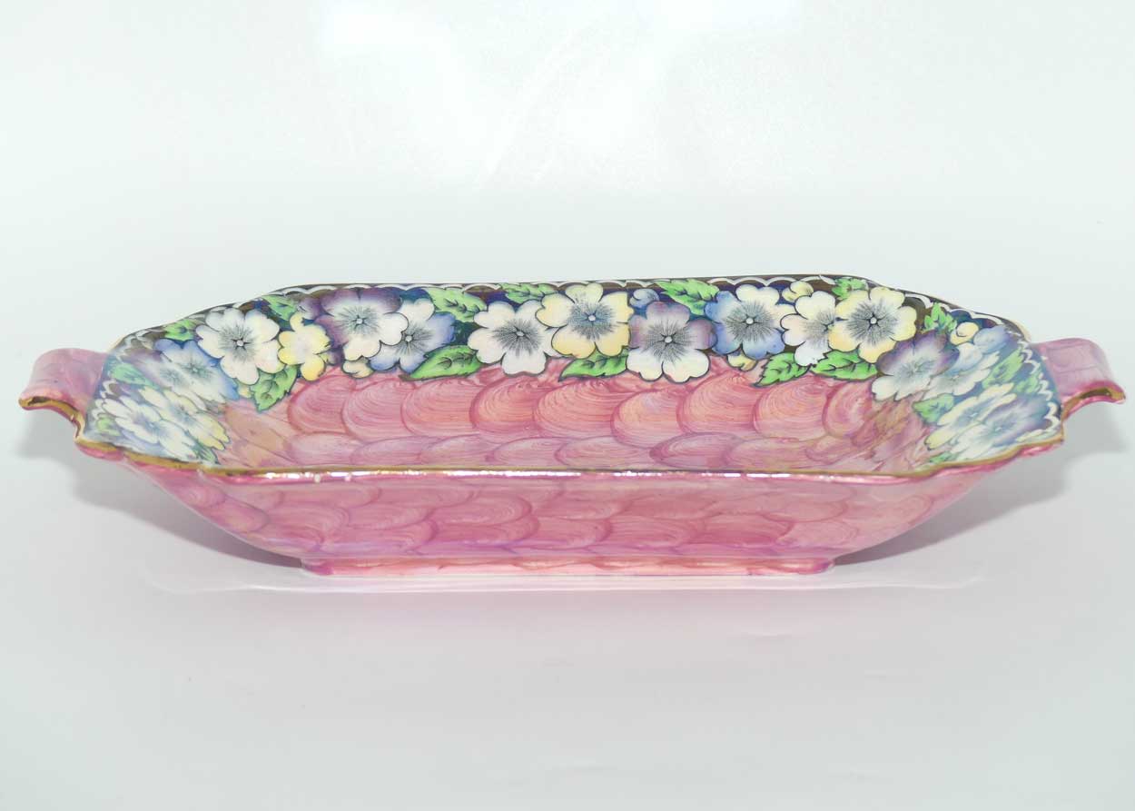 Maling Lustre Floral tab handle bowl | Garland pattern with Pink Thumb Print | 6451