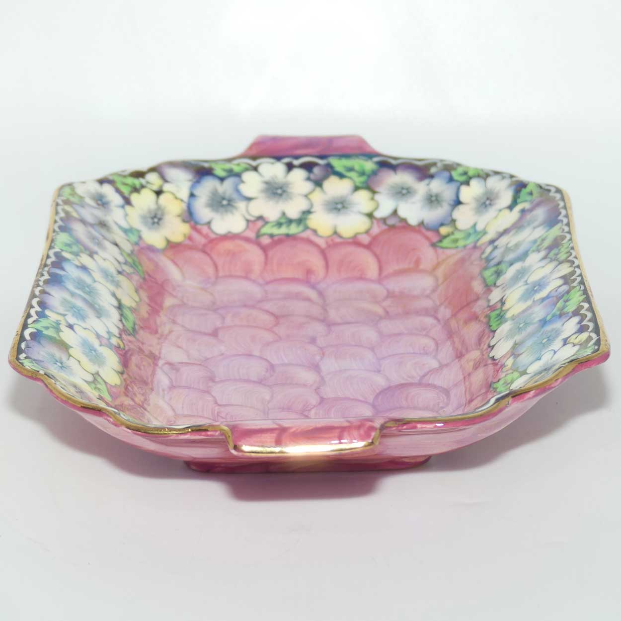 Maling Lustre Floral tab handle bowl | Garland pattern with Pink Thumb Print | 6451