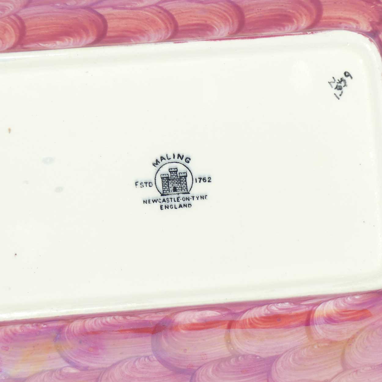 Maling Lustre Floral tab handle bowl | Garland pattern with Pink Thumb Print | 6451