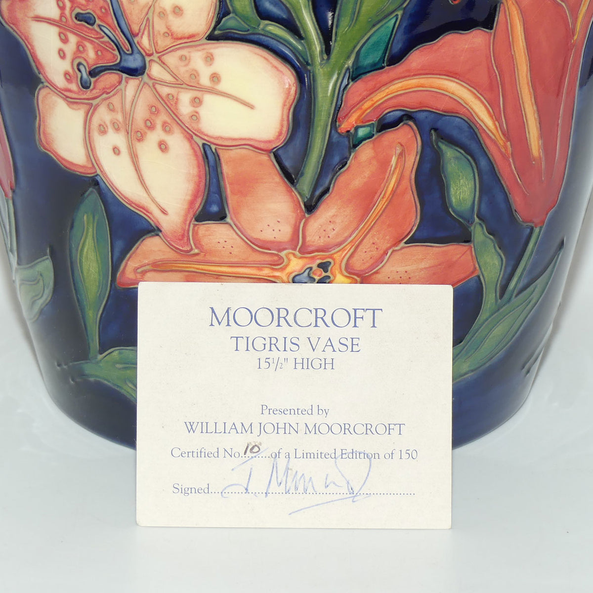 Moorcroft Tigris 18/16 vase | LE 10/150 + Cert