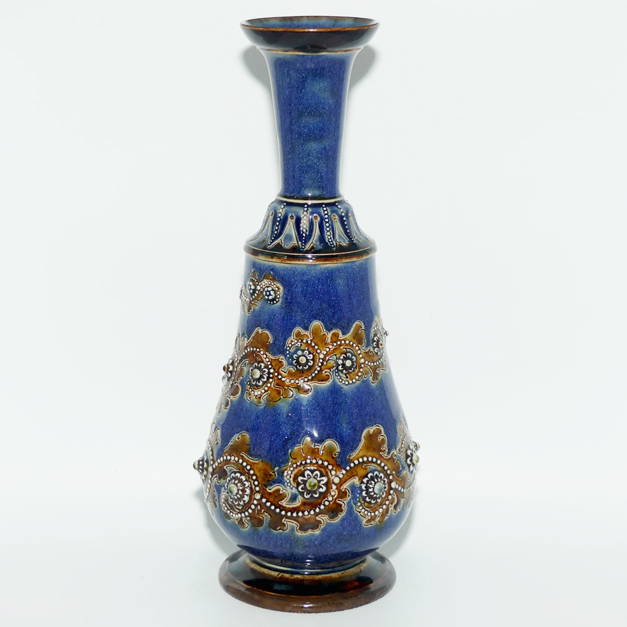 Doulton Lambeth George Tinworth Blue and Brown vase c.1877