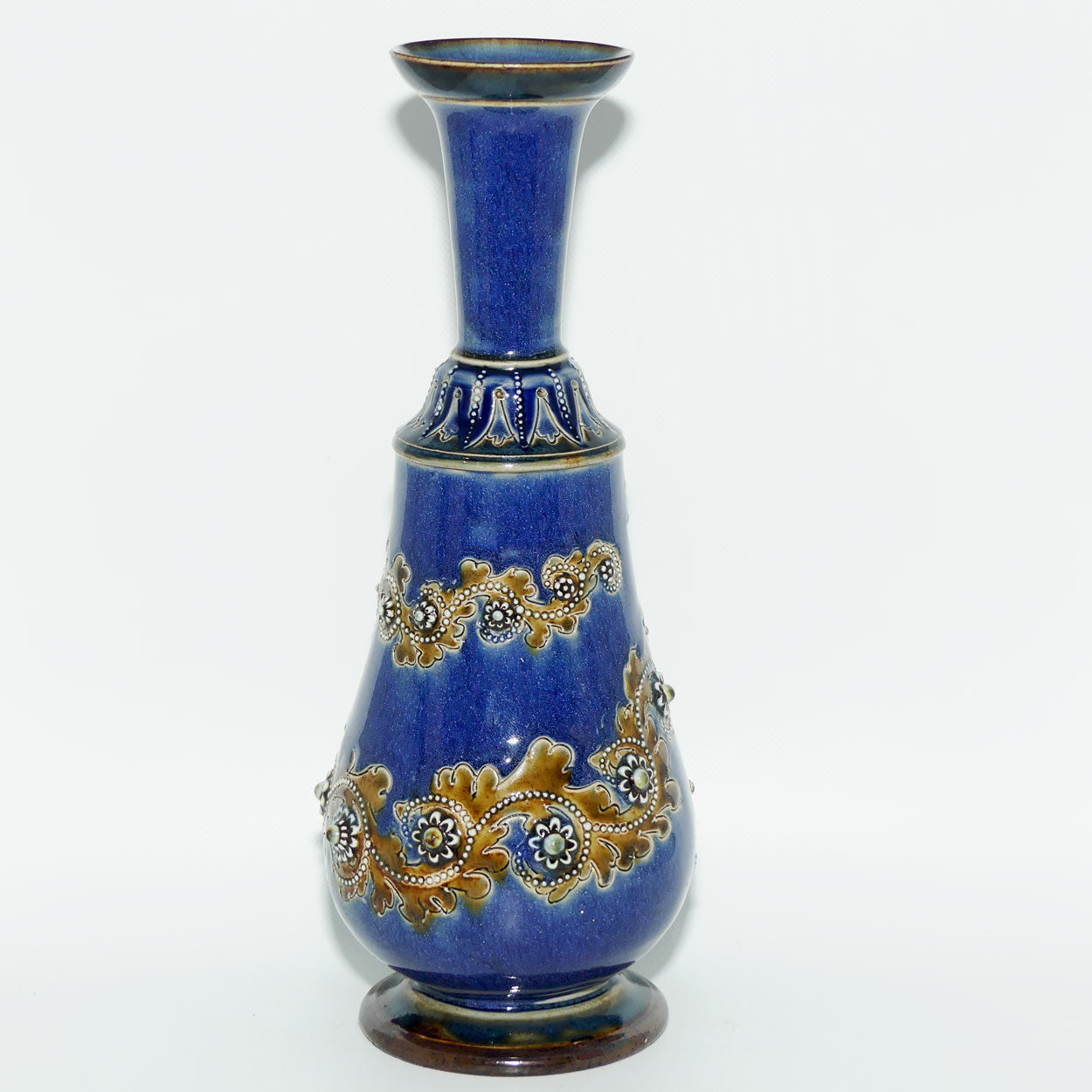 Doulton Lambeth George Tinworth Blue and Brown vase c.1877