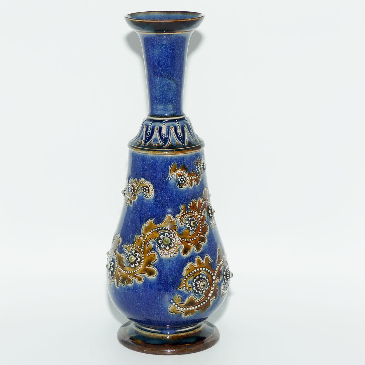 Doulton Lambeth George Tinworth Blue and Brown vase c.1877