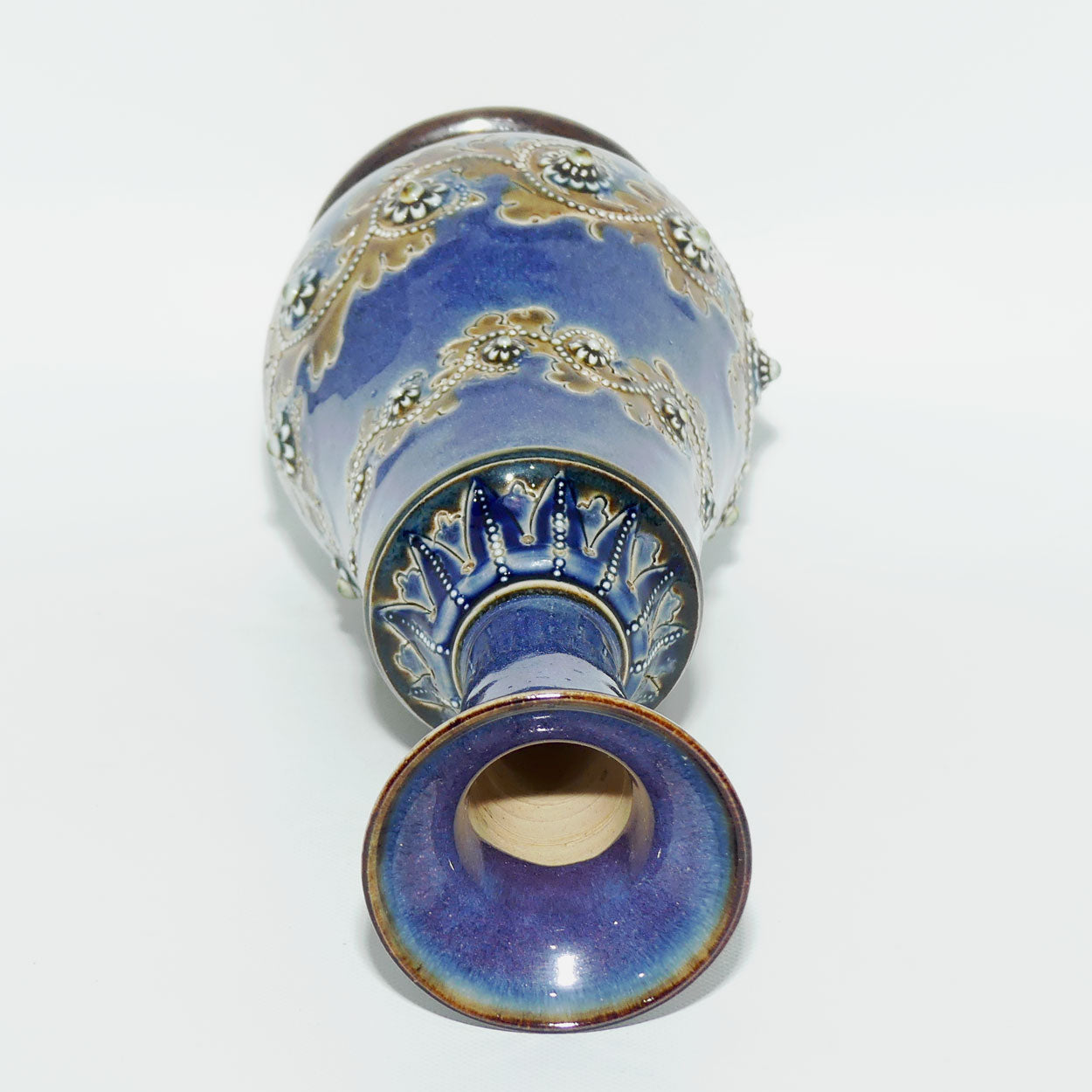 Doulton Lambeth George Tinworth Blue and Brown vase c.1877