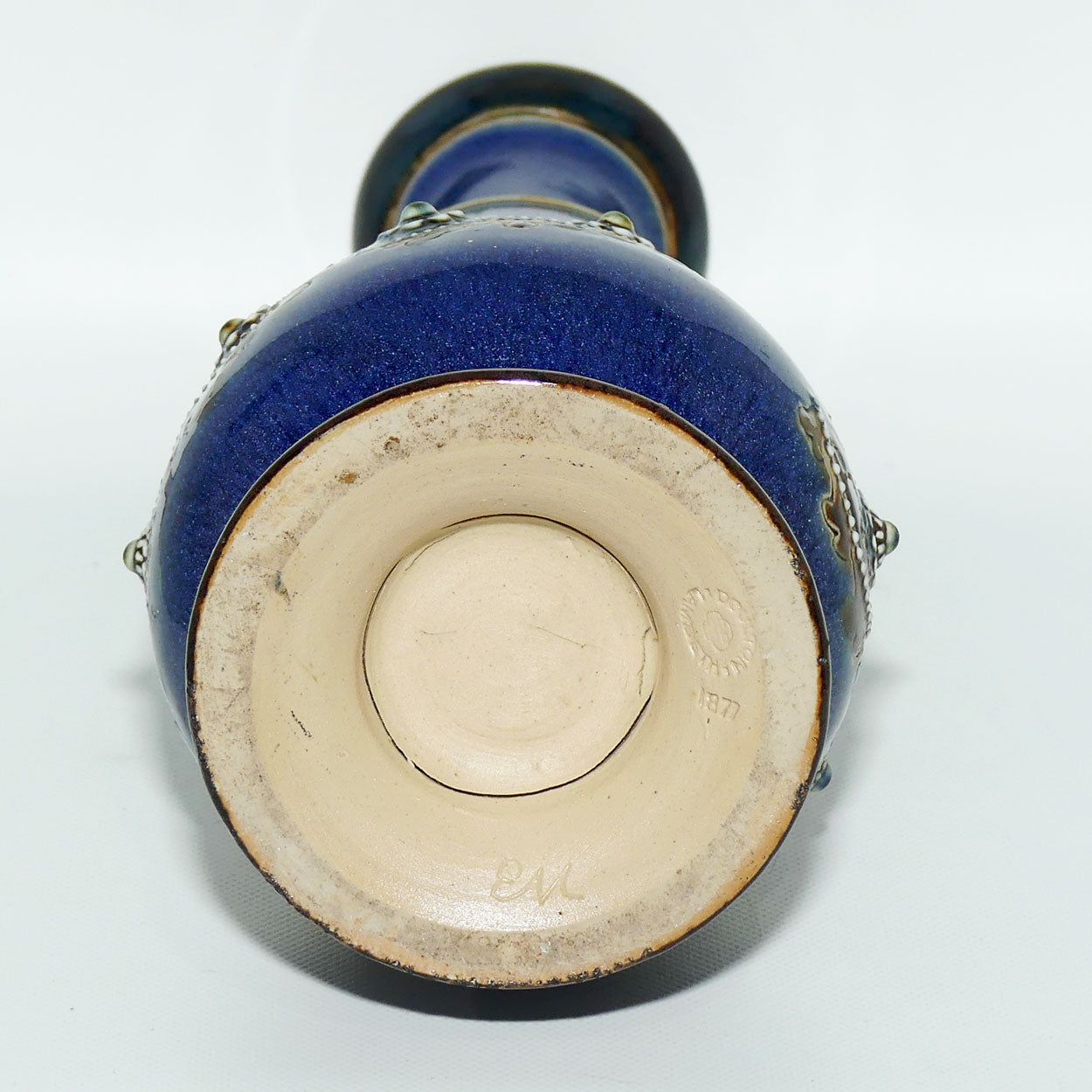 Doulton Lambeth George Tinworth Blue and Brown vase c.1877