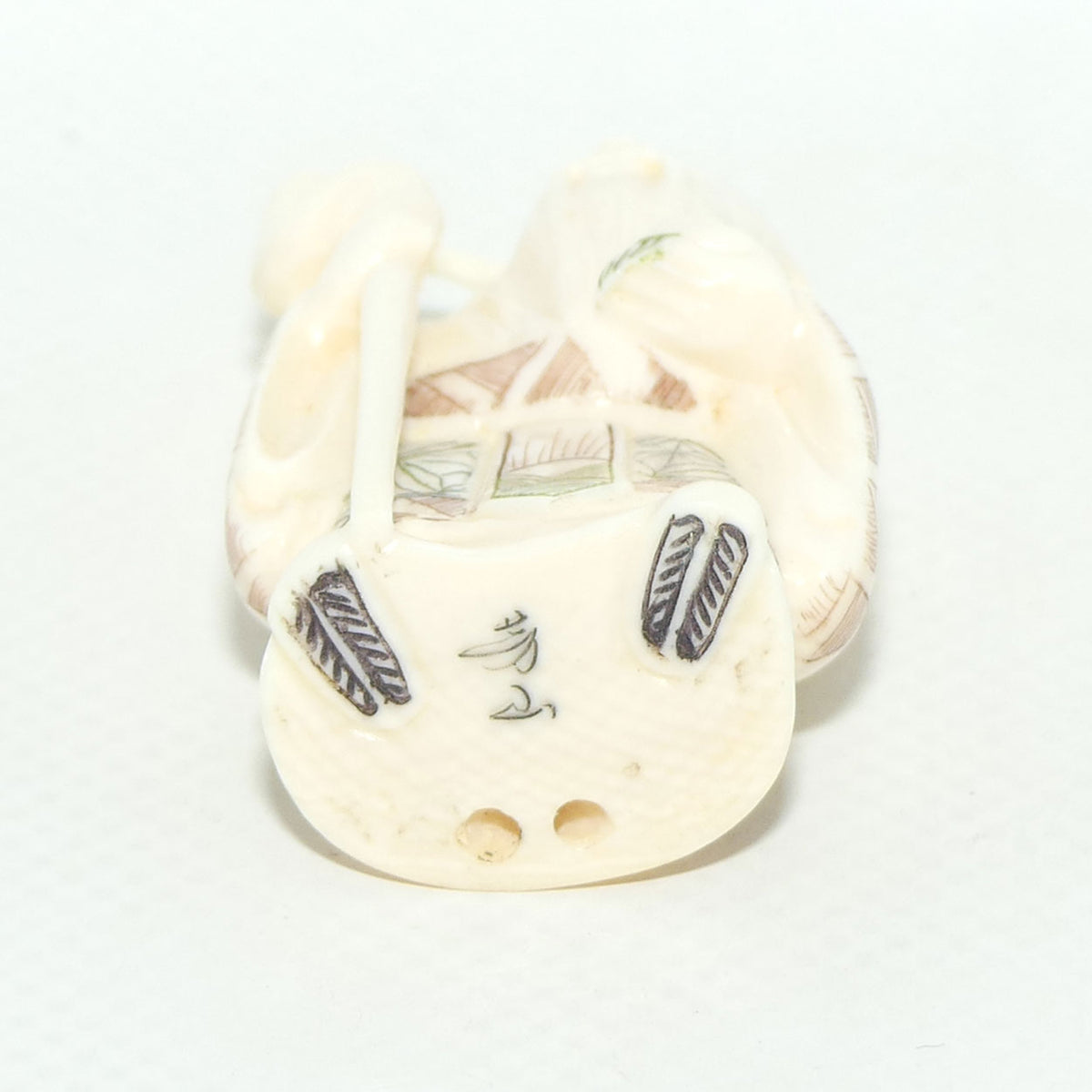 Japanese Carved Ivory Netsuke | Showa era | Man with Beard and Staff | Jurojin
