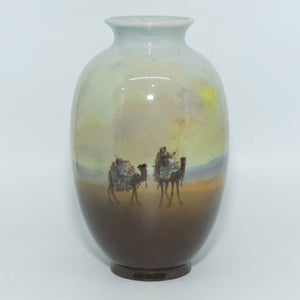 Royal Doulton Titanian hand painted Desert Scenes vase by Artist H Allen