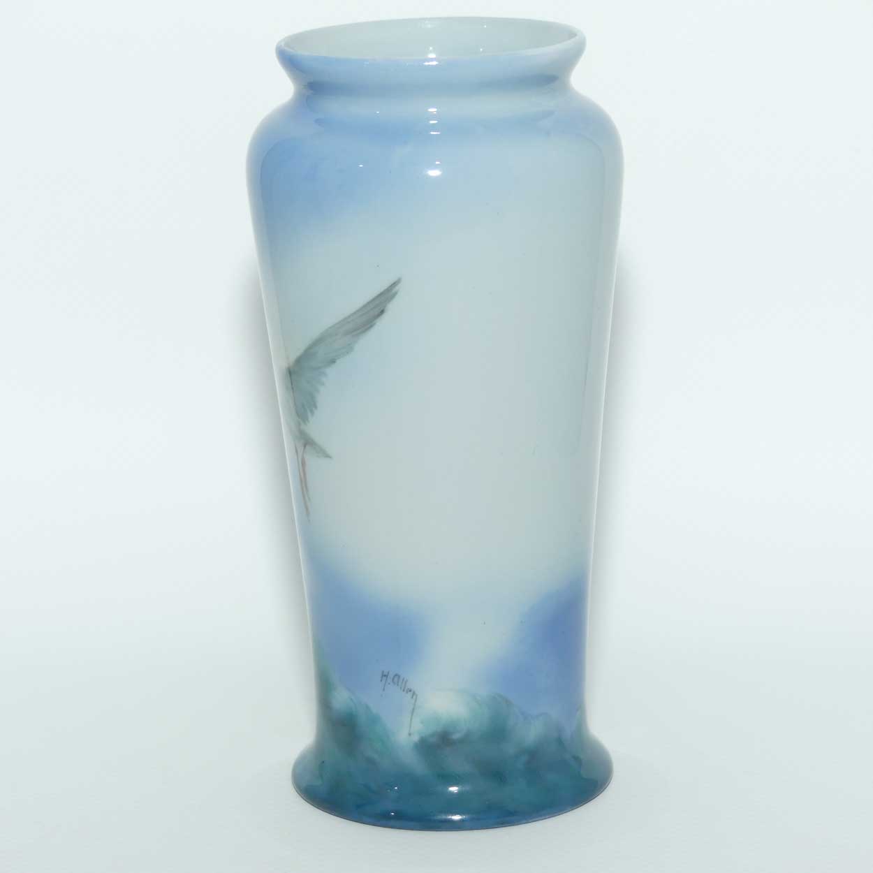 Royal Doulton Titanian glaze hand painted vase depicting Seagulls by Harry Allen