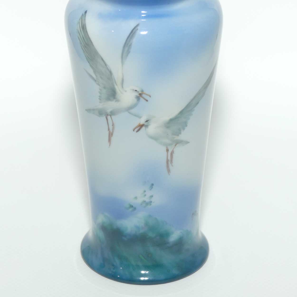 Royal Doulton Titanian glaze hand painted vase depicting Seagulls by Harry Allen