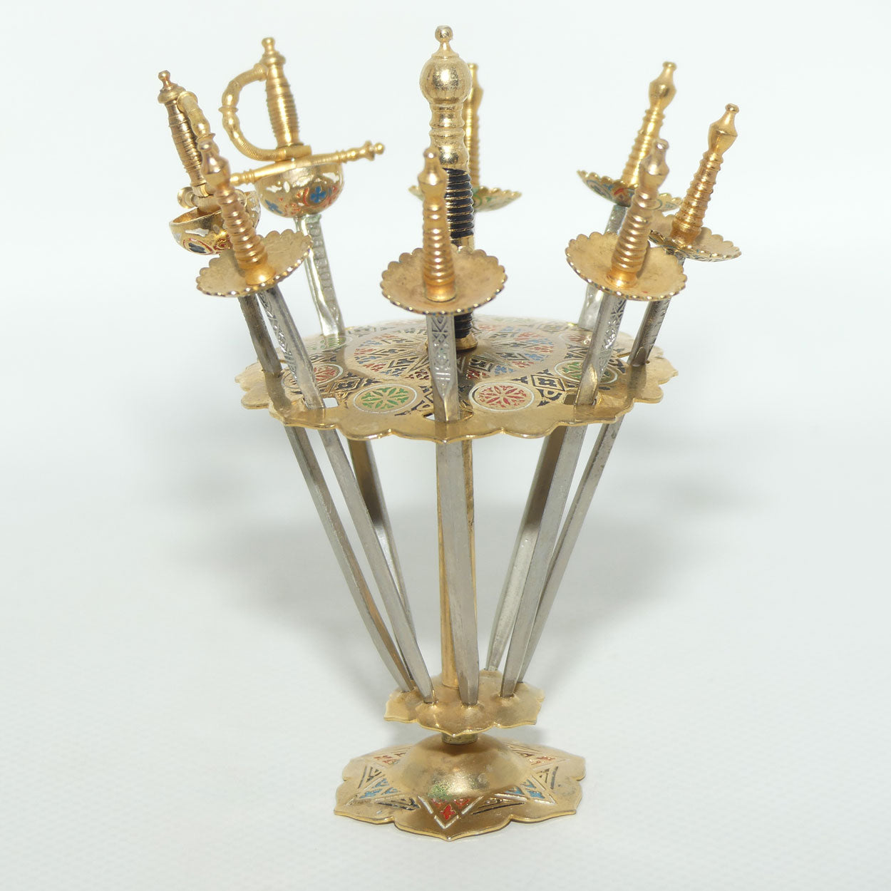 Mid Century Toldeo Spain collection of 8 Damascene Cocktail Sticks
