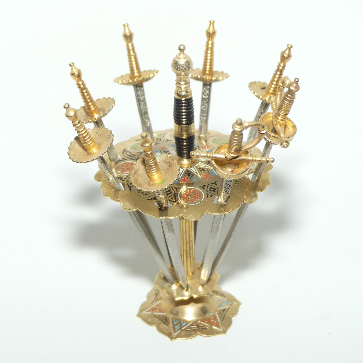 Mid Century Toldeo Spain collection of 8 Damascene Cocktail Sticks