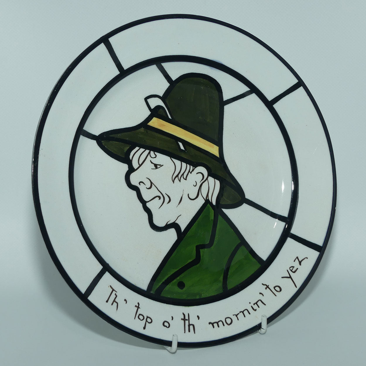 Bristol Pottery Leaded Lights | Pilgrim Puritan plate | Th' top o' th' mornin' to yez