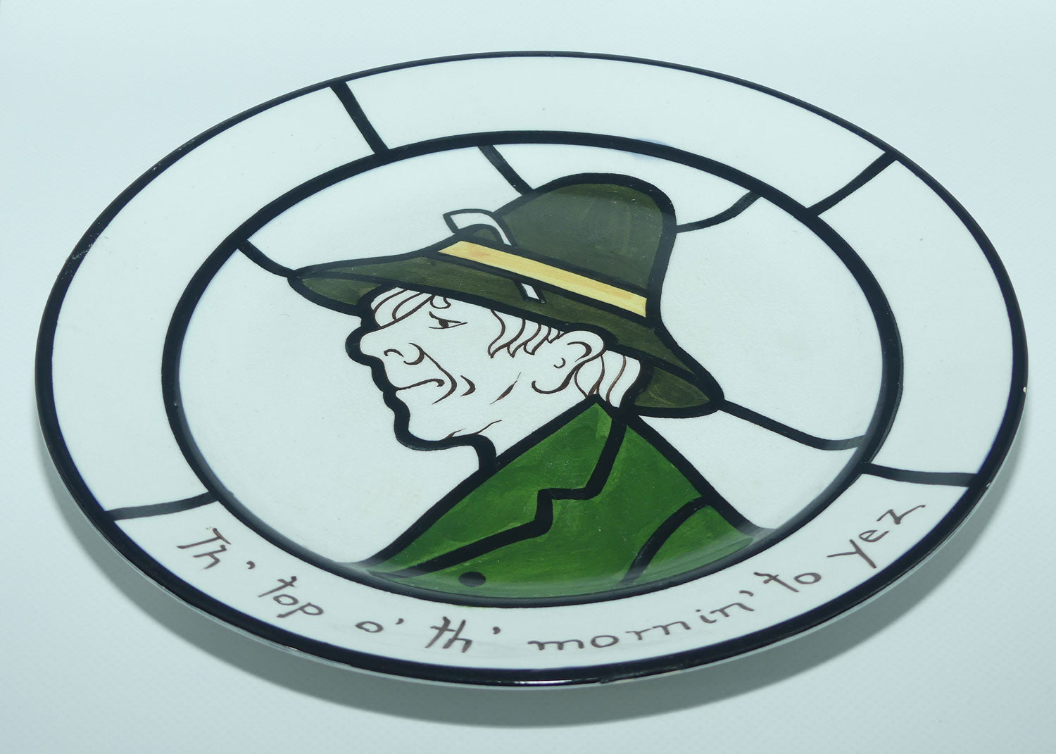 Bristol Pottery Leaded Lights | Pilgrim Puritan plate | Th' top o' th' mornin' to yez