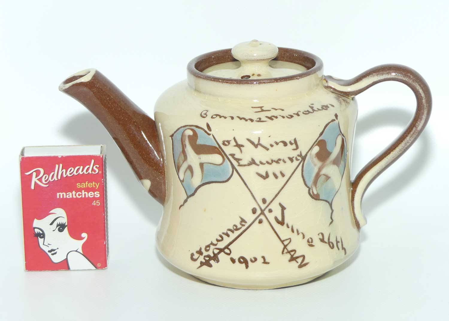 Torquay Ware Royalty Commemorative tea pot | King Edward VII Crowned June 26th 1902