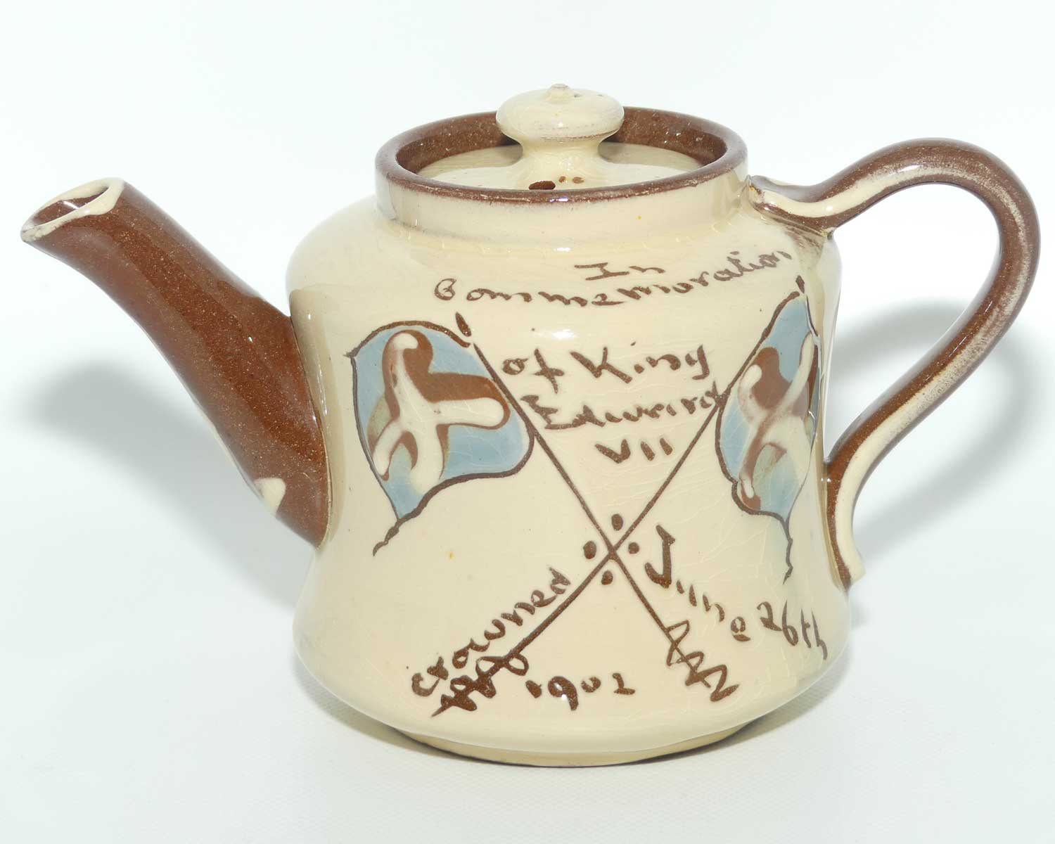 Torquay Ware Royalty Commemorative tea pot | King Edward VII Crowned June 26th 1902