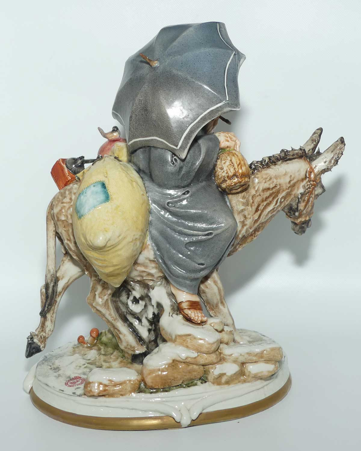 Vintage Capo Dimonte Creazoni Cedraschi porcelain Tramp on Donkey figure