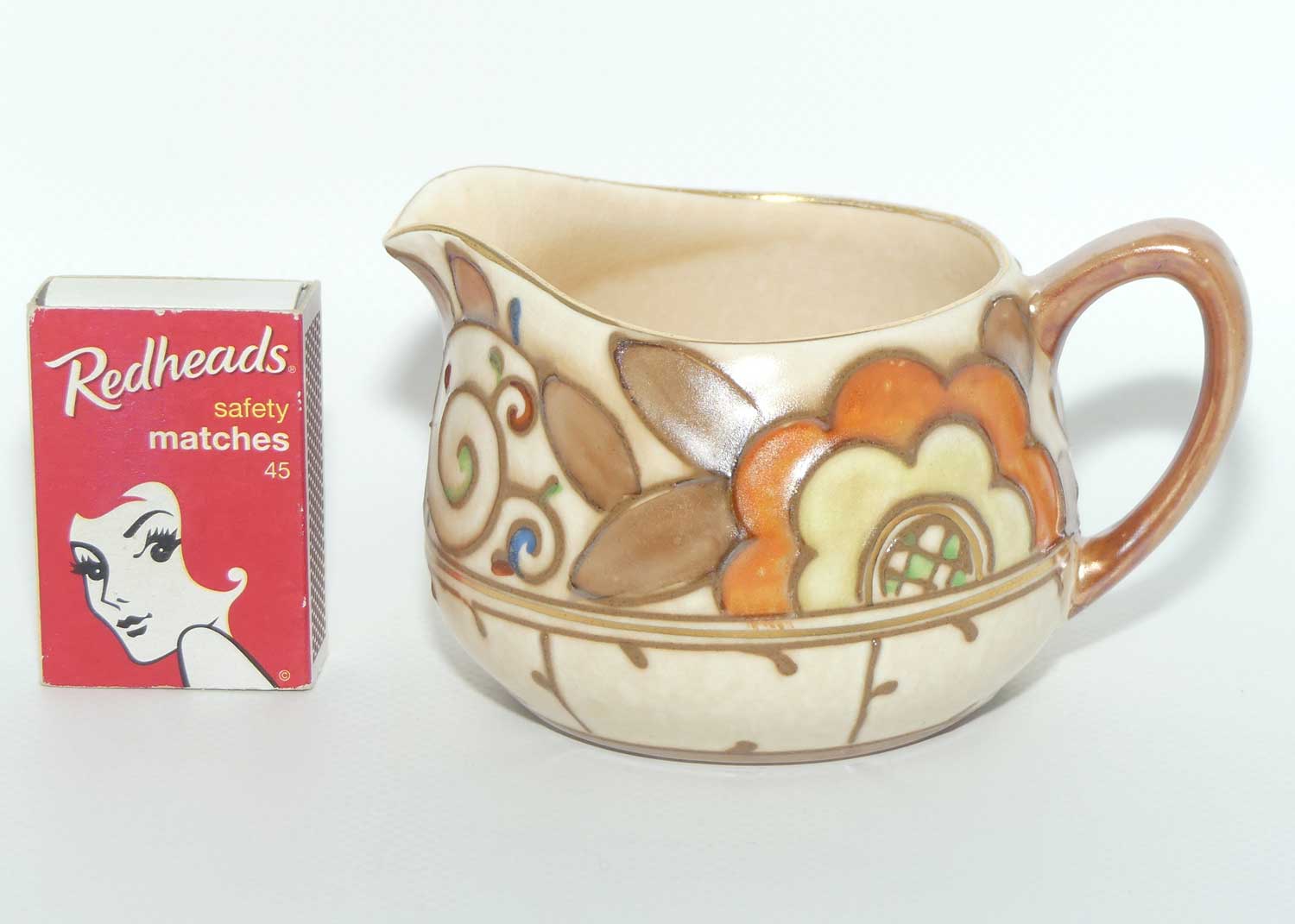 Bursley Ware Charlotte Rhead Trellis pattern milk jug | Shape 10