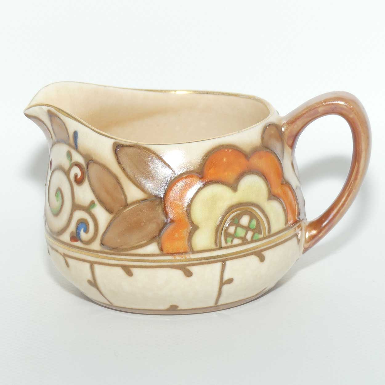 Bursley Ware Charlotte Rhead Trellis pattern milk jug | Shape 10