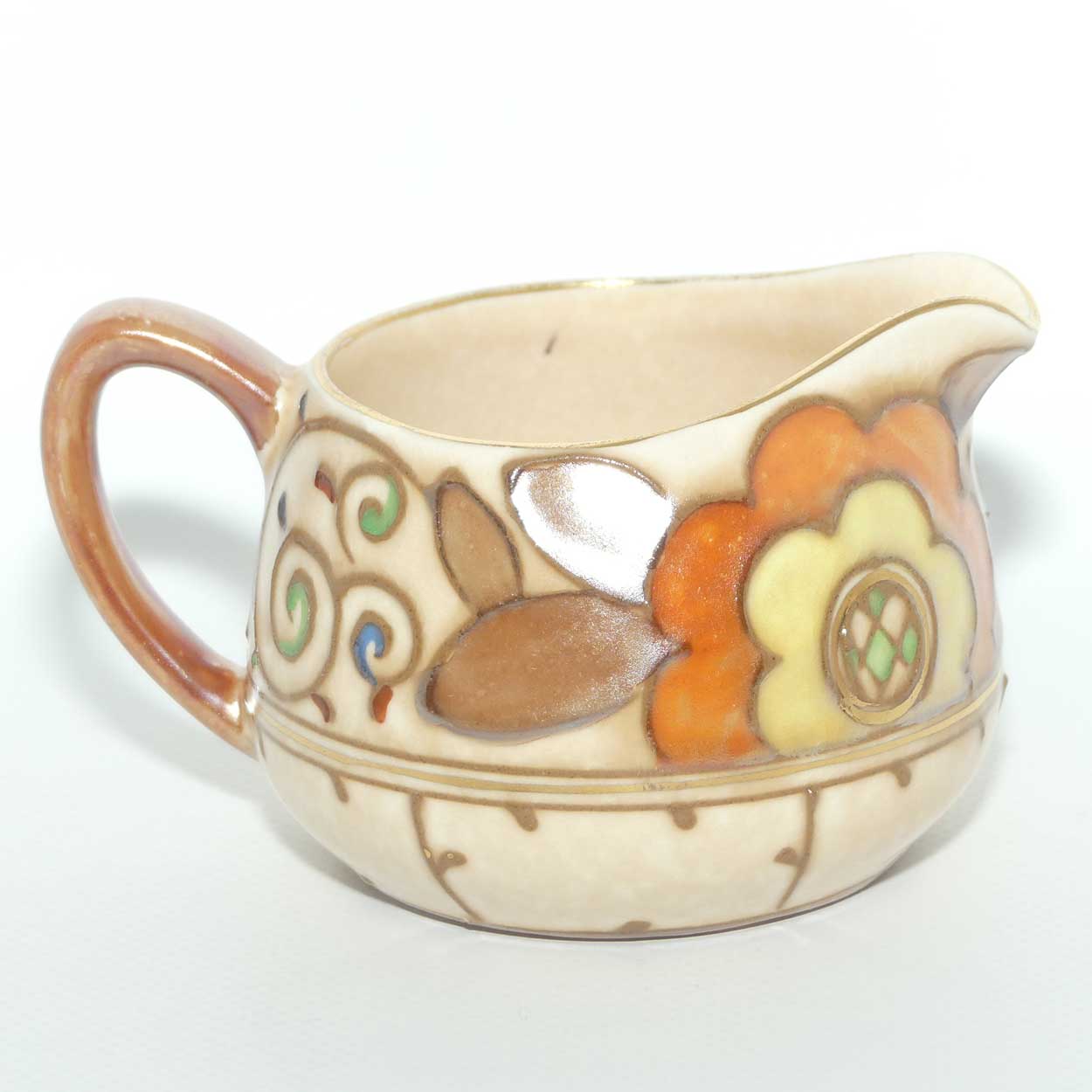 Bursley Ware Charlotte Rhead Trellis pattern milk jug | Shape 10